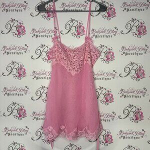Versailles babydoll nighty nightie dress chemists pink lace ribbon tie up bows